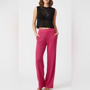 Boston Proper Fuchsia Wide-Leg Rhinestone Pants
